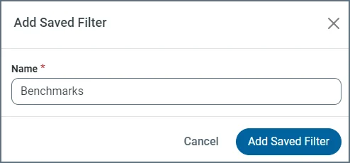 Add Saved Filter dialog box
