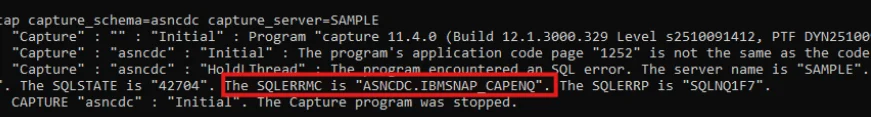 DB2 missing column error example