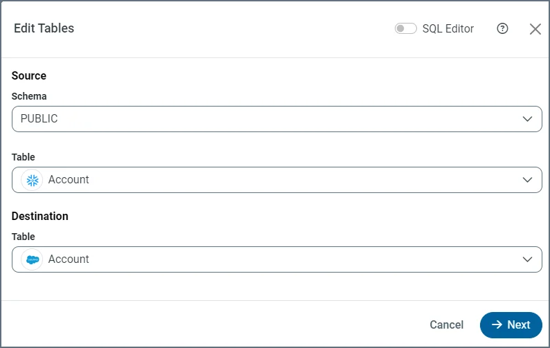 Edit Tables dialog box