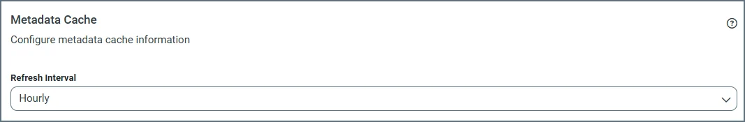 Metadata Caching section on the New Connection page