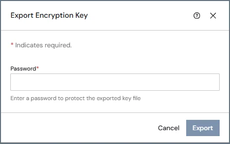 Export Encryption Key dialog box