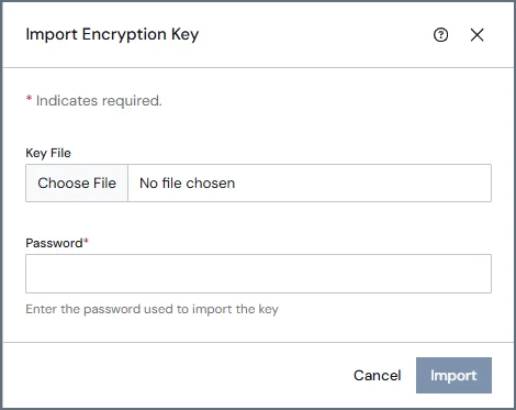 Import Encryption Key dialog box