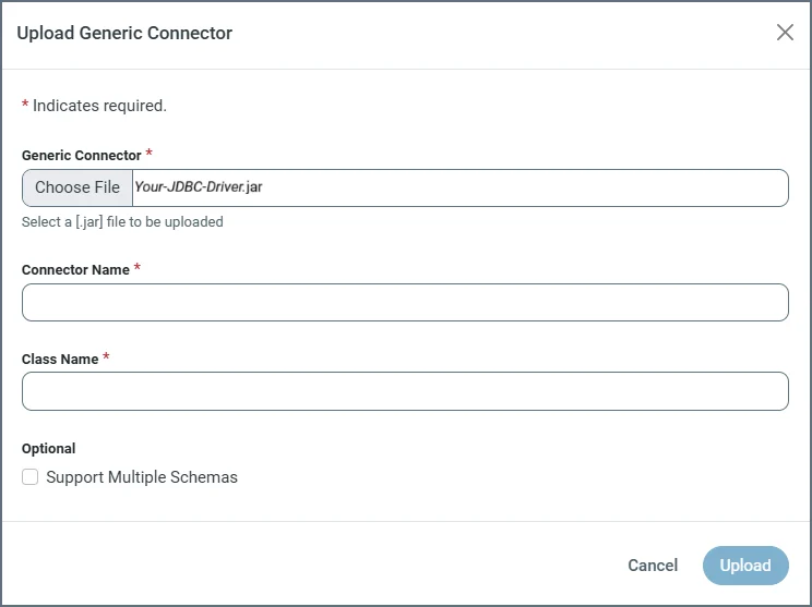 Upload Generic Connector dialog