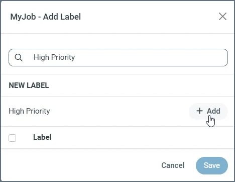 Add Label dialog box