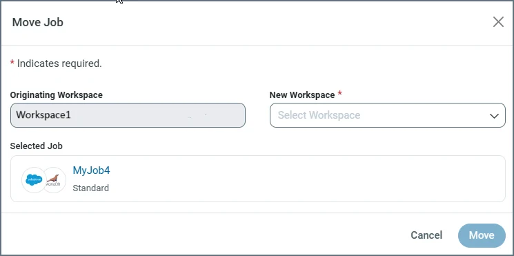 Move Job dialog box