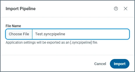 Import Pipeline dialog box