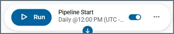Pipeline Start node showing configured run schedule