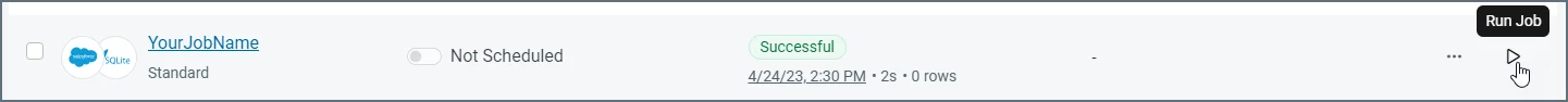 Run Job icon on the Jobs page