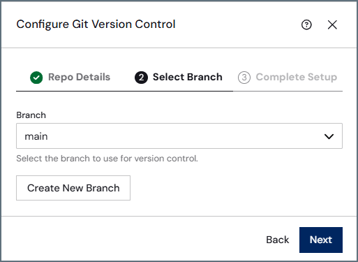 Select or create a branch