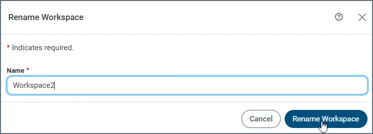 Rename Workspace dialog box