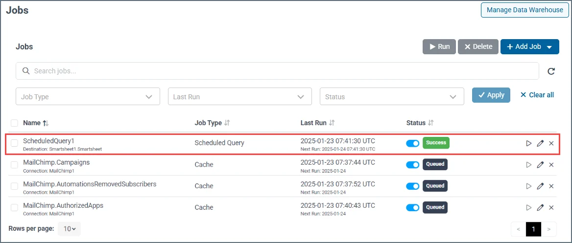 Scheduled queries jobs