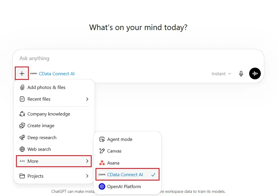 チャットで CData Connect AI を有効にする