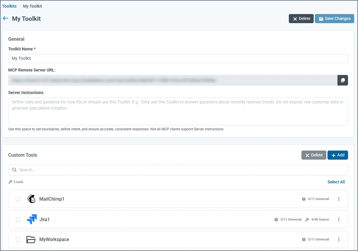 Edit toolkit page