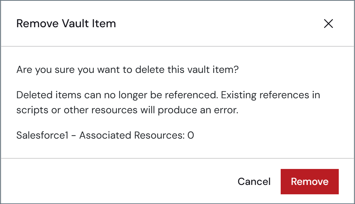 Vault アイテムの削除
