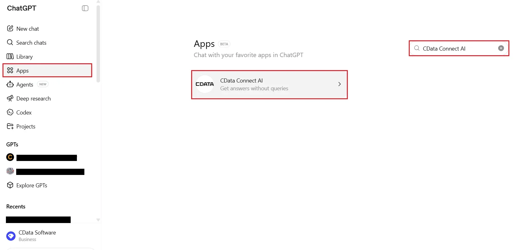 CData Connect AI in ChatGPT Apps