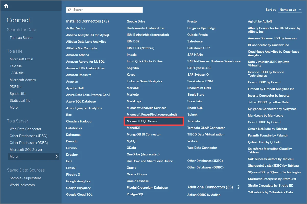 Tableau Desktop SQL