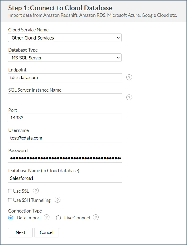 Zoho Analytics Connection
