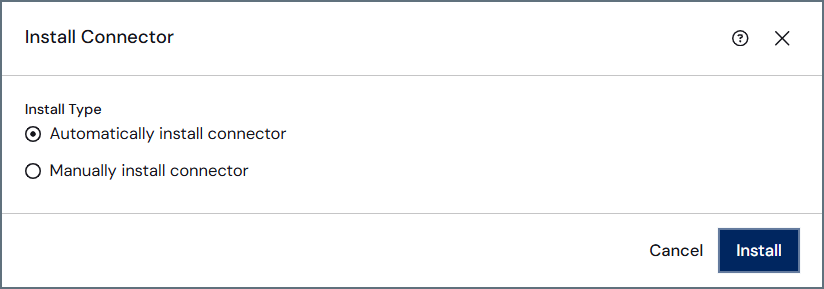 Install Connector dialog — automatic installation