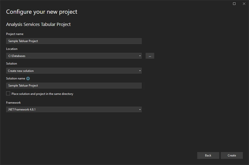 Azure Analysis Configure New Project
