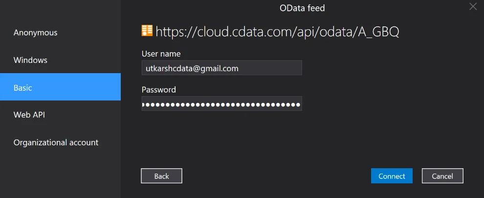 Azure Analysis OData Credentials