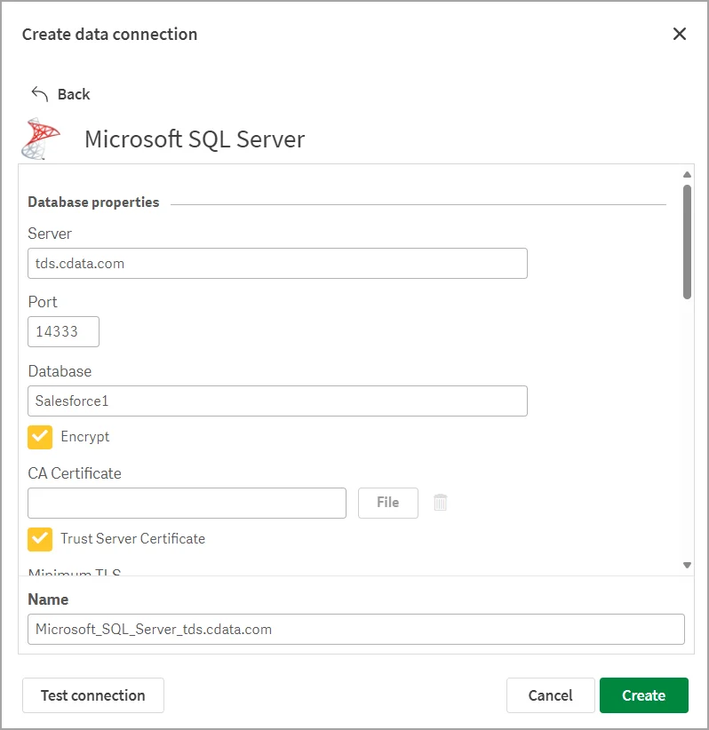 Qlik Create SQL Server Detail