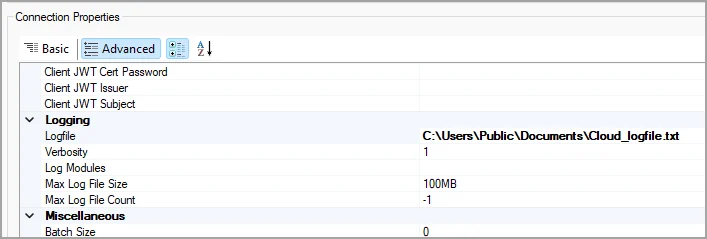 ODBC ログファイル