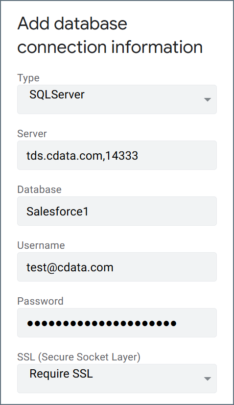 AppSheet connection details