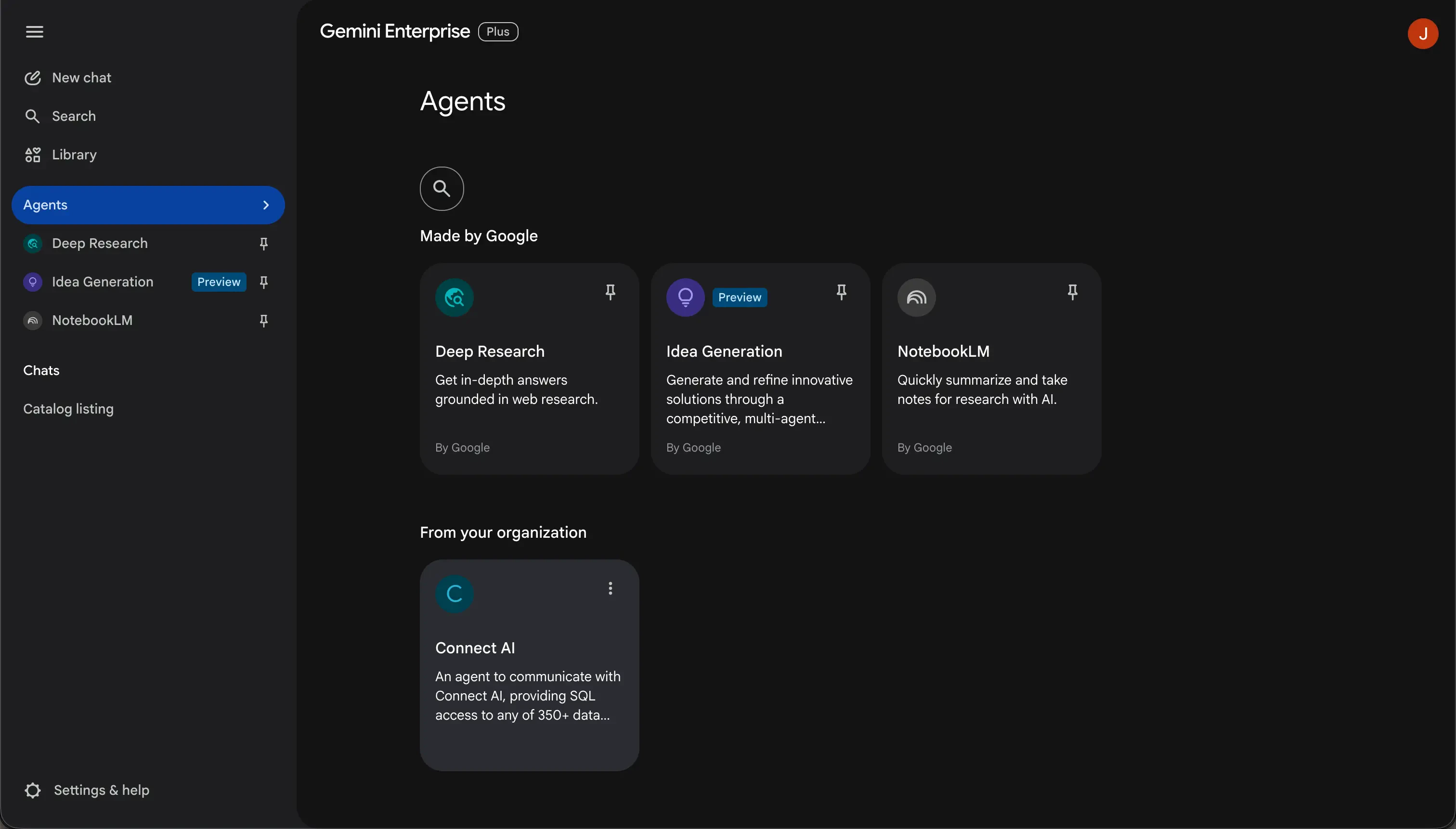 Selecting the CData Connect AI agent in Gemini Enterprise