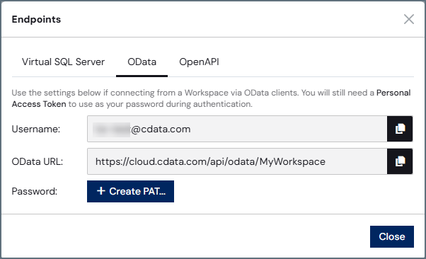 Workspace OData settings