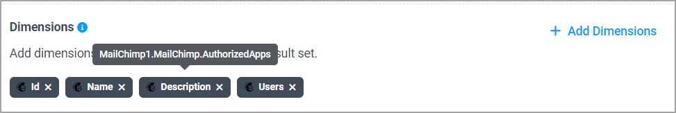 Query builder dimensions
