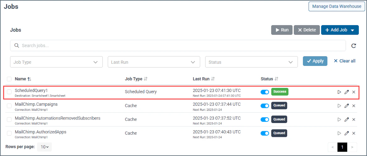 Scheduled queries jobs