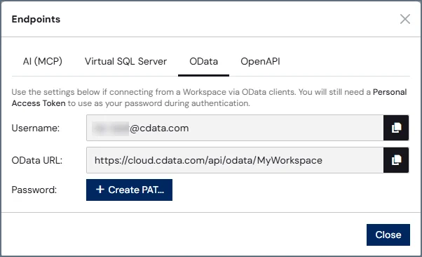 Workspace OData settings