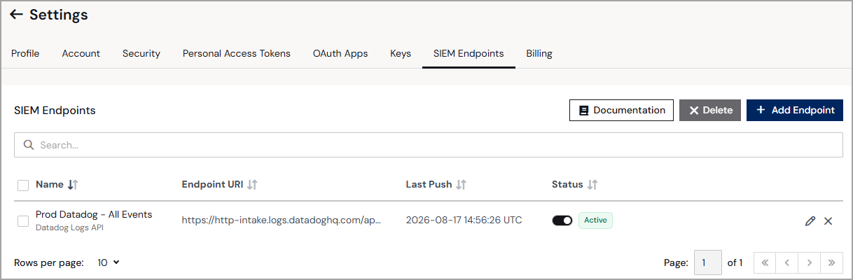 SIEM Endpoints