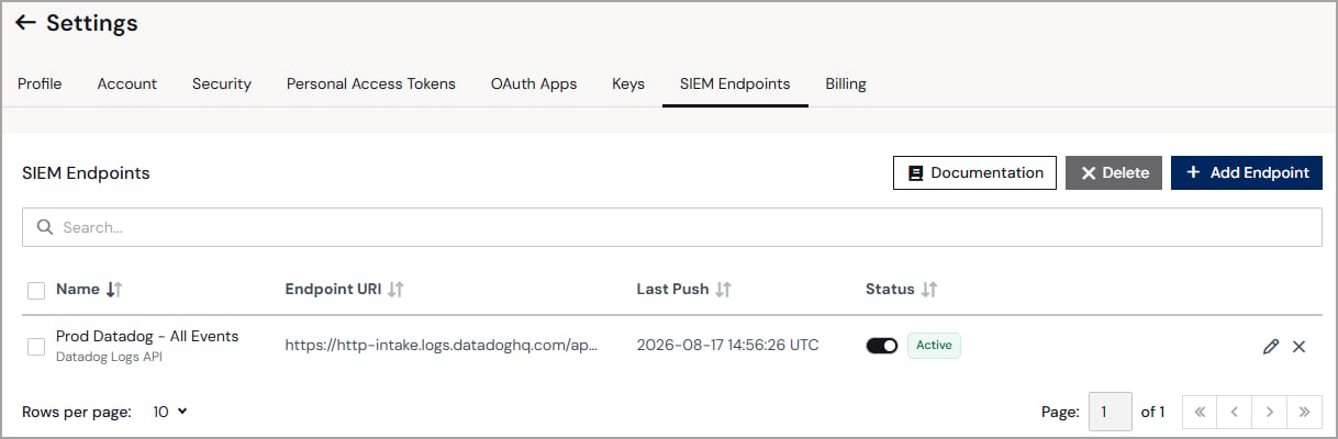 SIEM Endpoints