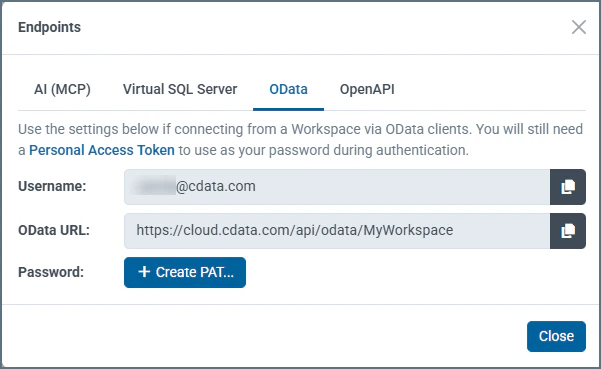 Workspace OData settings