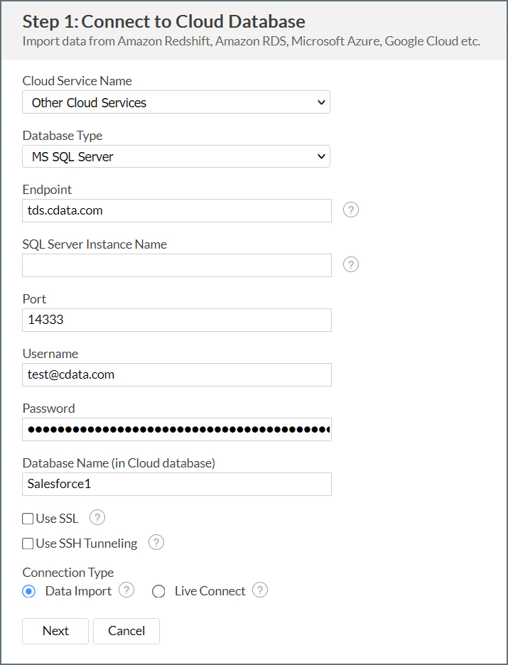 Zoho Analytics Connection