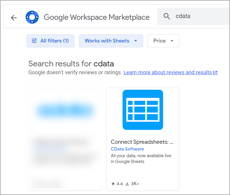 Google Sheets marketplace