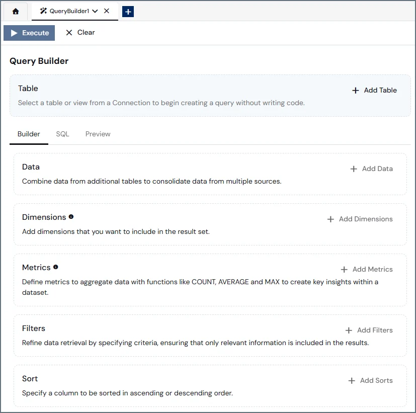 Query builder pane