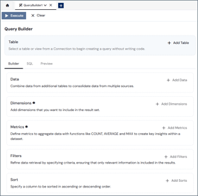 Query builder pane
