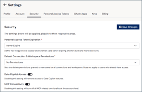 Settings security