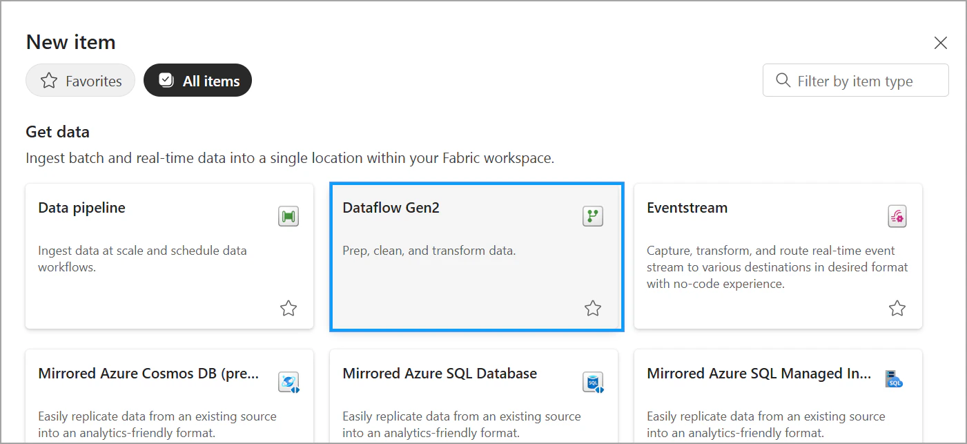 Fabric Client New Item