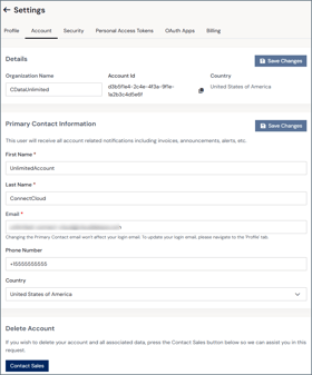 Settings account