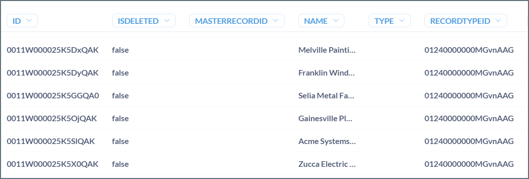 Metabase client query results