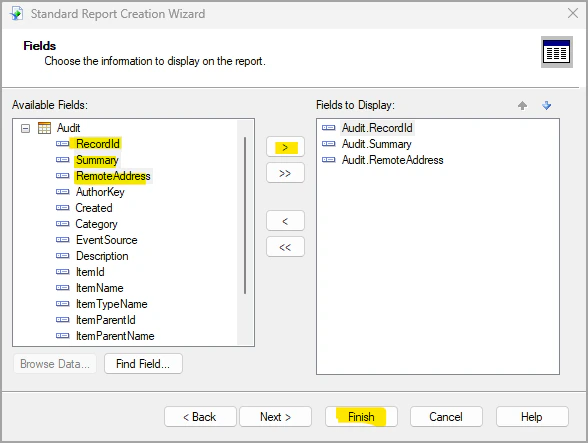 Crystal Reports Add Fields