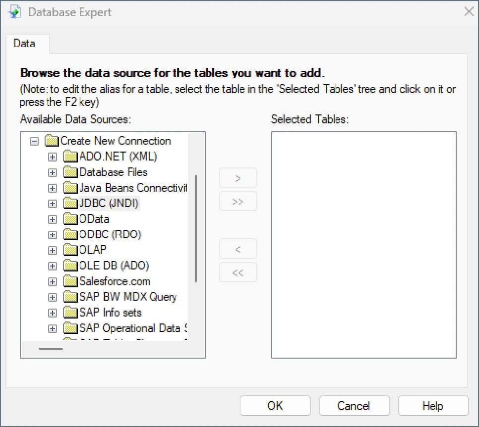 Crystal Reports Add Tables