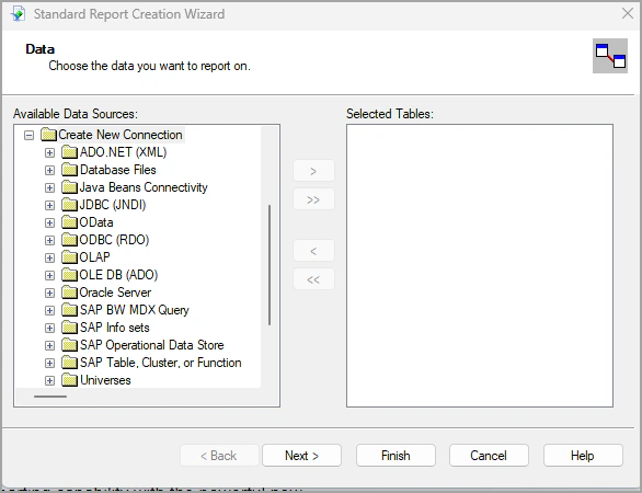 Crystal Reports Report Wizard