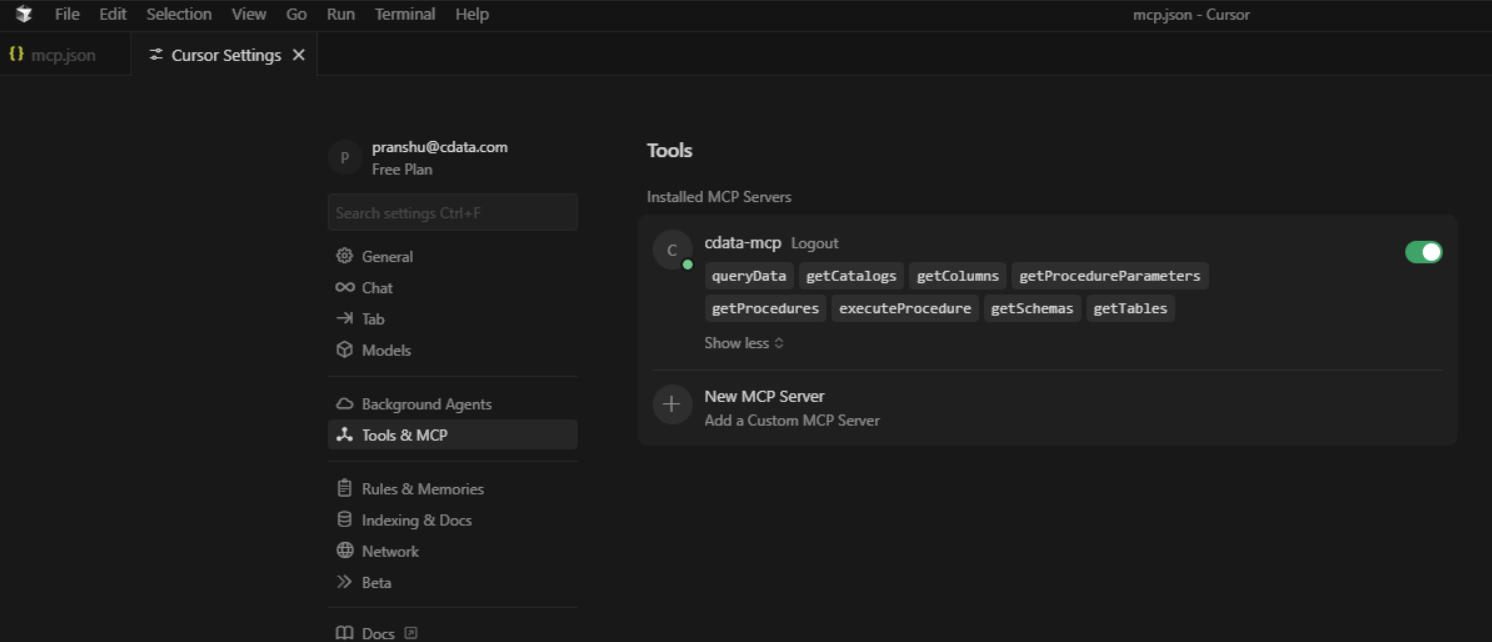 Cursor start MCP server