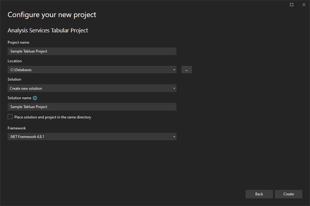 Azure Analysis Configure New Project
