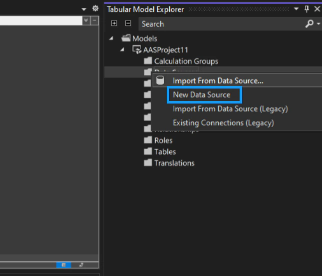 Azure Analysis New Data Source