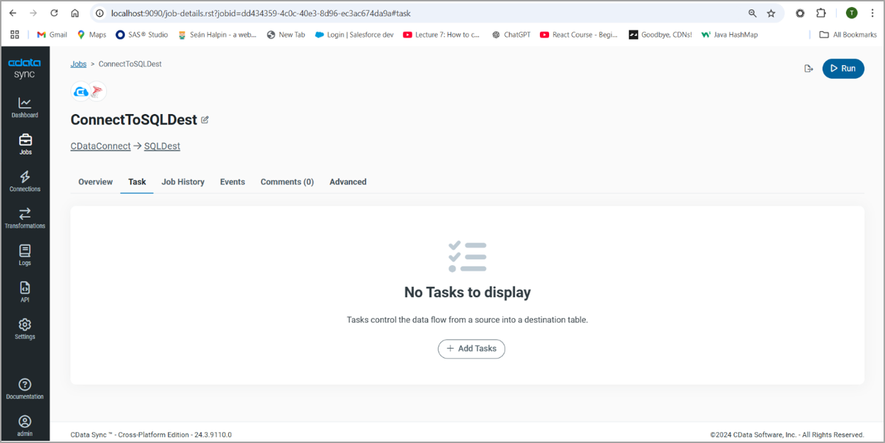 CData Sync add tasks